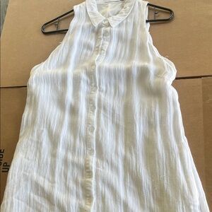 Lush White Sleeveless Button-Front Collared Dress